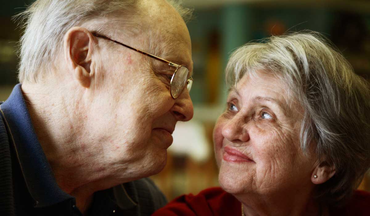 older couple looking lovingly at each other