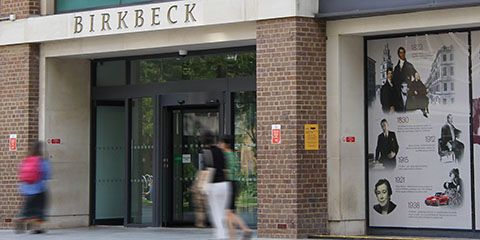 students walking into Birkbeck, University of London