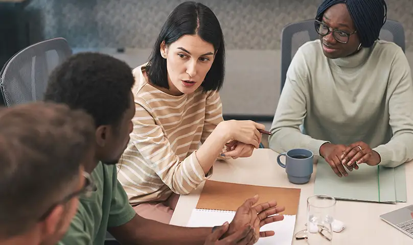 training group in discussion